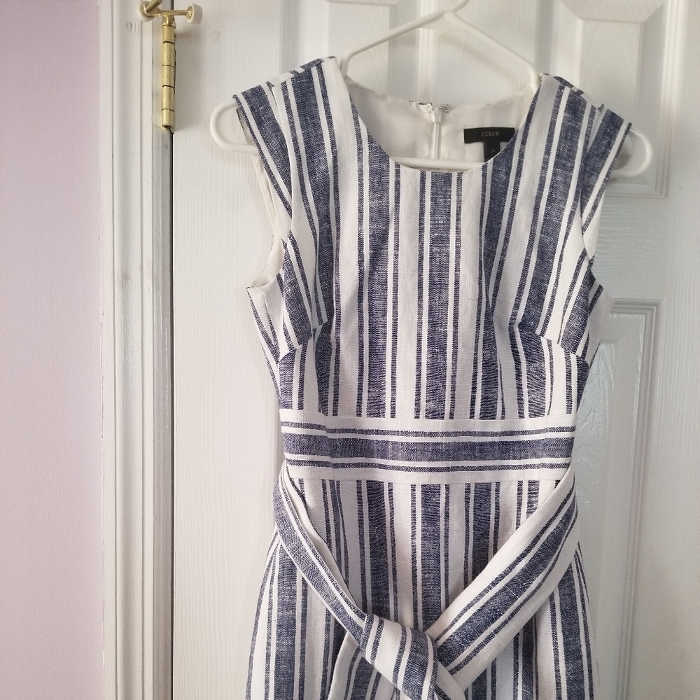 J Crew knee-length linen dress and belt